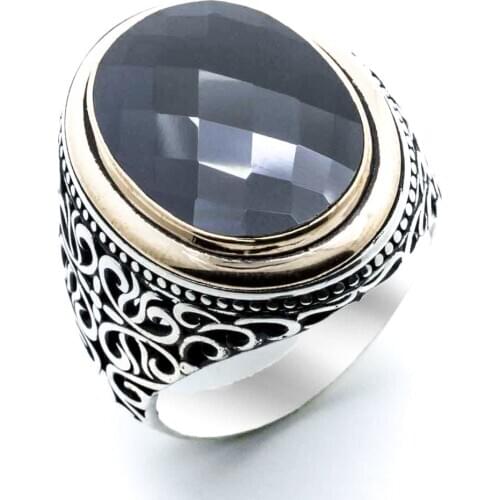 925 sterling silver Black Zircon Stone Mens Ring