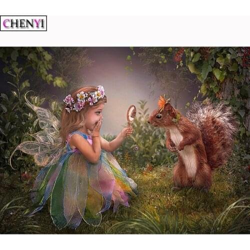 5D Diamond Painting Elf and Squirrels Embroidery Diamond Mosaic Cross Stitch Needlework Picture By Number Living Room Decoration