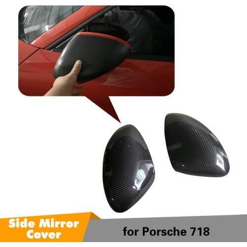 Carbon Fiber Auto Side Mirror Covers Trims Fender for Porsche 718 LHD Boxster Cayman 2 Door Convertible Hatchback Coupe 2017-18