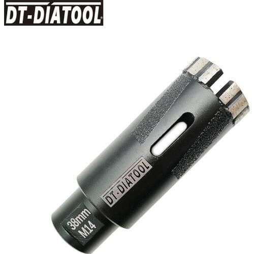 DT-DIATOOL 1pc M14 thread Laser Welded Diamond Dry Drilling Core Bits With Side Protection Hole Saw Dry for hard Granite Dia38mm