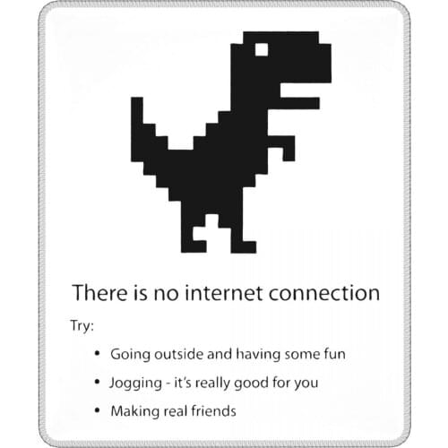 No Internet Dino Mouse Pad Chrome Dino Computer Offline Nerd Geek Programmer Lockedge MousePad Rubber Gamer Computer Laptop Pad