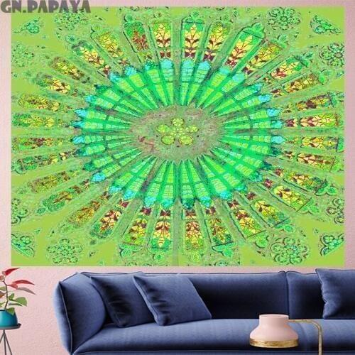 Indian Mandala Tapestry Wall Hanging green macrame flower Throw Rug Blanket bohemian wall decor mandala tapestry wall hanging