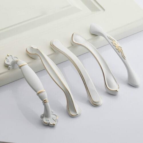 JD Kitchen Cabinet Knob Door Handle Hardware Furniture Jd European Solid Ivory White Modern Zinc Alloy