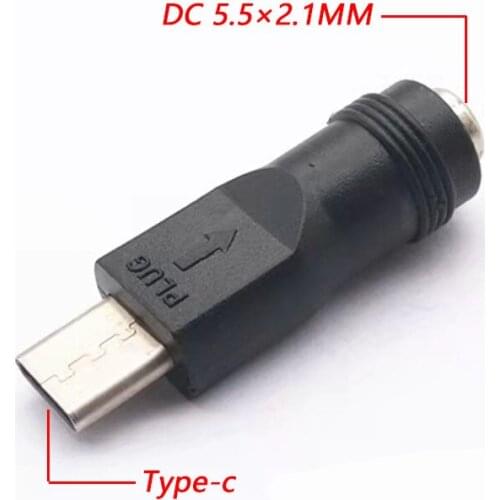COMPSON 1pcs DC Connector 5.5 x 2.1mm Female to Type-c Plug Converter Power Adapter 5.5×2.1 to Type-c