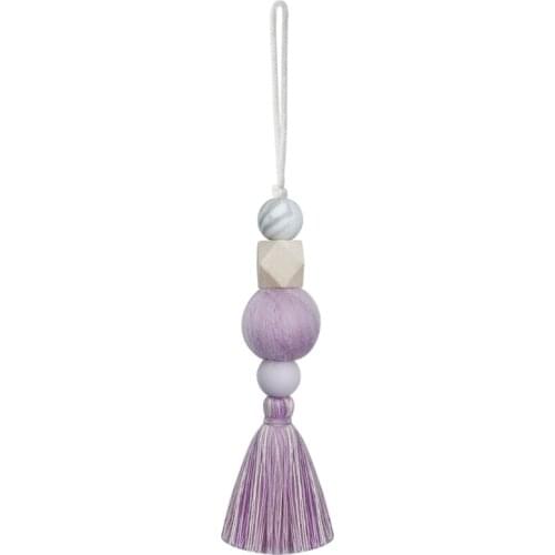 Creative Felt Ball Car Hanging Drop Ornament Diffuser Wooden Beads Colorful Tassels Pendant Closet Charm Door Handle Automobile