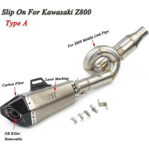 Z 800 Motorcycle Exhaust Full System Modified Moto Laser Muffler Middle Link Pipe DB Killer Slip On For Kawasaki Z800 Ninja800