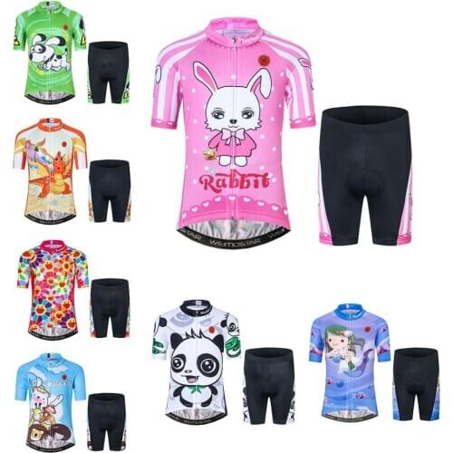Summer Kids Cycling Set Bike Jersey Shorts Suit Children Mountain MTB Road Bicycle Clothes Boys Gilrs Cycling Jersey Top bottom