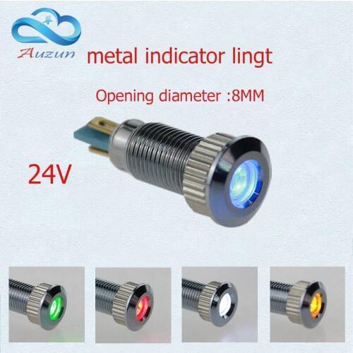 10 PCS metal Indicator light 8 mm metal lamp voltage 24 v warning vehicle lamp red green yellow blue and white