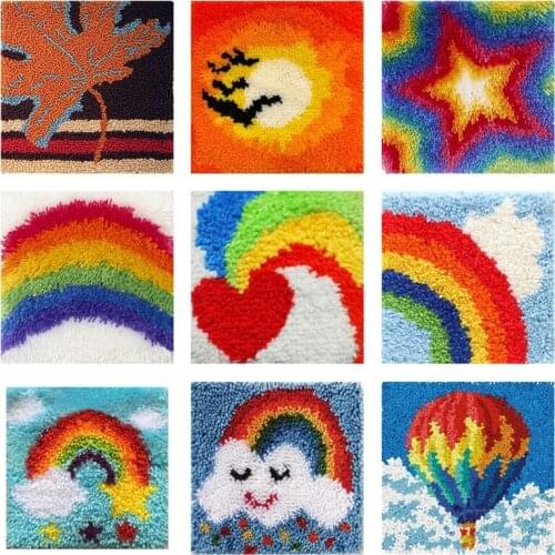 Rainbow love Carpet Embroidery Knoop Pakket Needlework Set Latch Hook Cushion Button Package carpet embroidery set smyrna