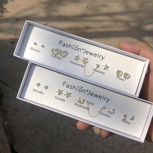 2021 New Luxury Crystal Zircon Stone Earrings Fashion Copper CZ Gold Rainbow Jewelry Romantic Boho Stud Earrings For Women Girls