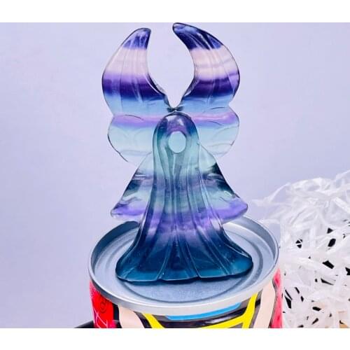 New!!! Natural Fluorite Carved Devil Miko Figurine Chakra Decoration