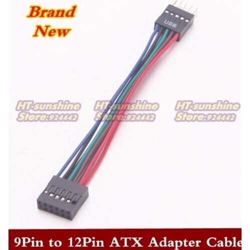 New 3PCS/LOT Front USB adapter cable,9Pin Male to 12Pin Female ATX motherboard adapter cable For Lenovo 10cm