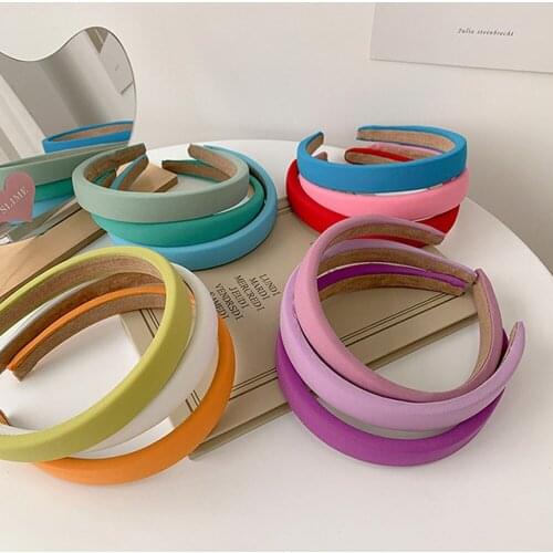 2021 Female Bezel Head Silk Padded Headband for Women Solid Thick Hair Hoop Hairband Cloth Fabric Headbands Non-slip Hair Hoop