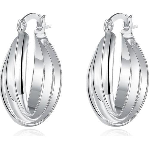 Wholesale fashion jewelry simple round circle earrings for women silver plated jewelry Prata Brinco