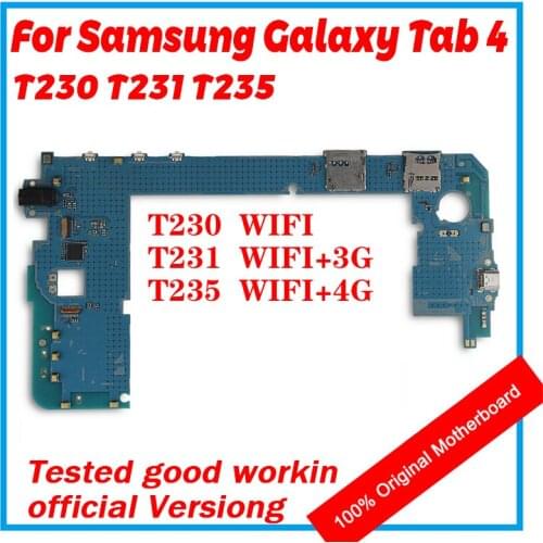 Original Motherboard For Samsung Galaxy Tab 4 T230 T231 T235 WIFI 3G 4G Unlocked Mainboard Android Logic Board Tested Good Plate