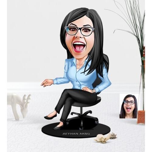 Personalized Women 'S Boss Cartoon Wooden Trinket-2 Photo Picture Funny Fun Memories Name Lettering Souvenir Gift Original