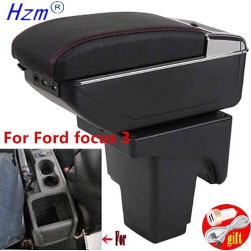 For FORD FOCUS 3 2013 - Present Armrest Box Free Punch Hand-held Storage Box For Ford Focus III Car Armres