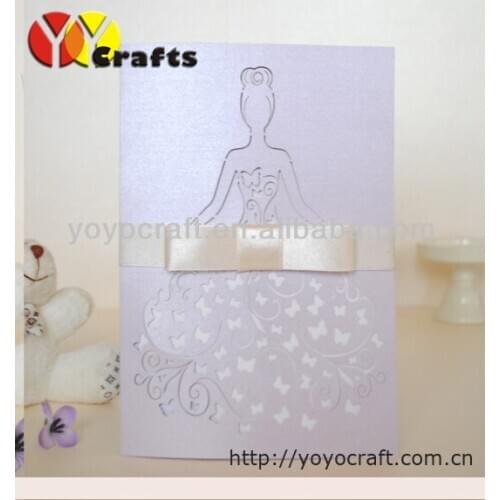 Bride Greeting cards invitation cards free logo,laser cut handmade pearl paper greeting cards bride designs