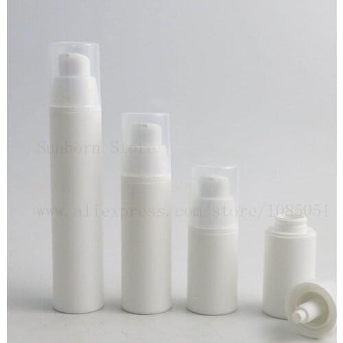Travel Refillalbe 15ml 30ml 50ml white pp airless lotion pump bottle plastic cap Cosmetic Containers 12pcs