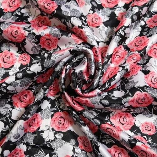 Rose Satin Craft Tissue Fabric Floral Glossy Lining Tilda DIY Scarf Ribbon Decoration Material
