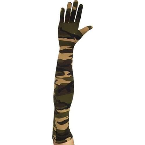 Camouflage leopard zebra print glove Womens spandex long Gloves Cosplay Glove Halloween Cosplay Accessories