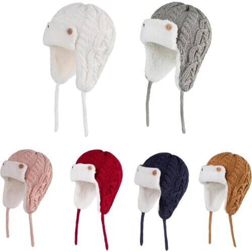 Connectyle Toddler Infant Baby Boys Winter Hat Fleece Lined Earflap Fashion Knitted Cable Warm Skull Daily Beanie Caps For Girls