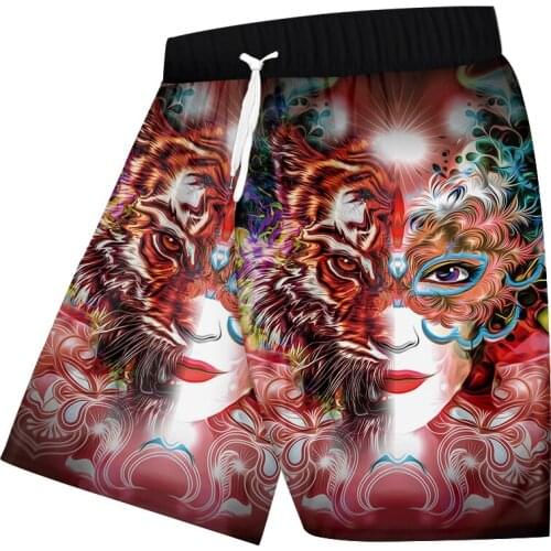 UJWI Masked 3D Shorts Mysterious Woman New Man Pants Print Summer Casual Short Pants Top Hip Hop Streetwear Beauty Dropship 5XL