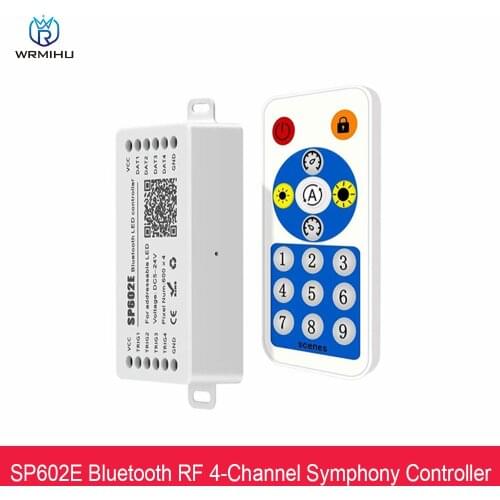 DC5V-24V SP602E 4 CH Signal Output Bluetooth-Compatible WS2812B Music Controller Built In Mic WS2811 WS2815 LED Light Strip