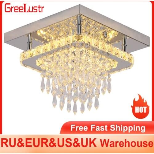 Led Crystal Ceiling Lights 23W 2Ring Mirror Ceiling Lamps Lustre Plafon Aisle Lighting Fixture for Kitchen Luminarias 110V 220V