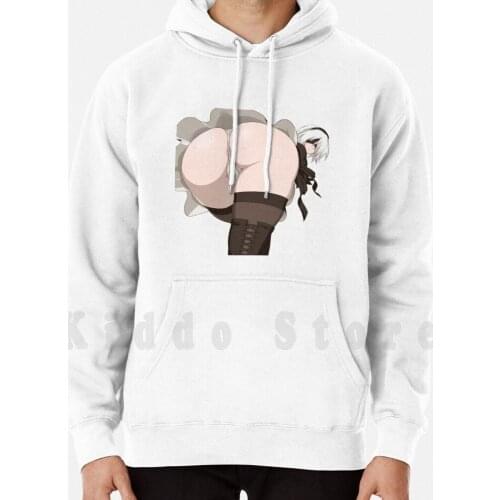 Lewd Anime Girl-Ecchi / Hentai Babe # 134-Nier Automata-2B hoodies long sleeve Nier Automata Videogames Anime