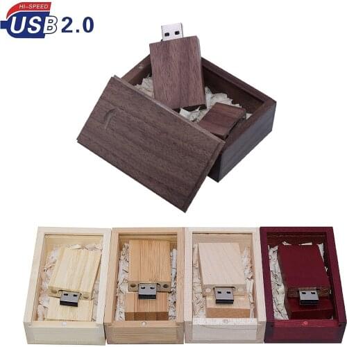 Usb flash drive 64gb 128gb 32gb 16gb 8gb + box (over 10pcs free custom logo) wooden pendrive gift pen drive wedding photography