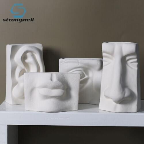 Strongwell Abstract Human Face Facial Features Vase Ceramic Flower Vase Home Decoration Accessories Flower Arrangement Crafts