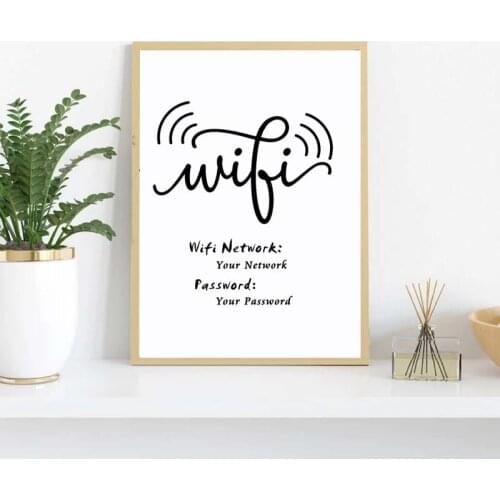 WiFi Password Sign Art Prints Custom WiFi Network Sign Poster Canvas Painting Hotel Cafe Restaurant WiFi Wall Art Decoration