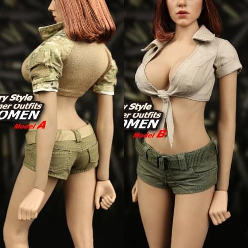 MC TOYS 1:6 M-048 Female Puppet Clothing Summer Womens Military Uniform Bra Shorts for 12 inch Action Figure Body