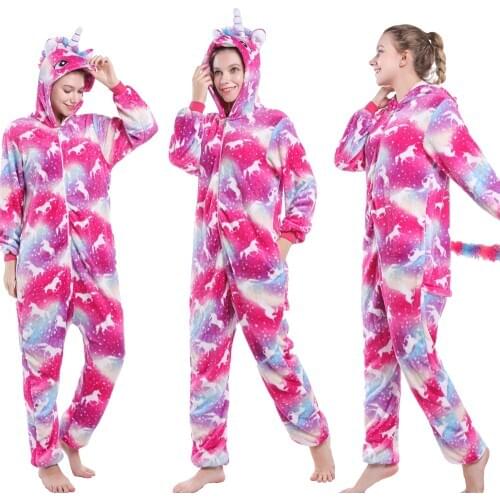 Women Men Winter Flannel Soft Warm Kigurumi Pajamas Sleepwear for Kids Homewear Baby Unicorn Onesies Pyjamas Pijama