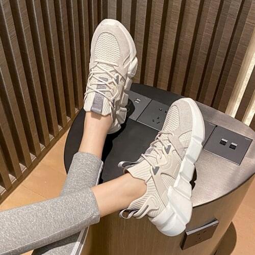 2021 New Ladies Platform Shoes Thick-soled Breathable Soft and Comfortable Dad Casual Fashion Shoes INS Sports Shoes Laces