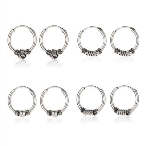 1Pair Vintage Nail Head Rings Earrings Female Small Hoop Earrings Silver Color Round Circle Ear Ring Clip Earrings For Women Men