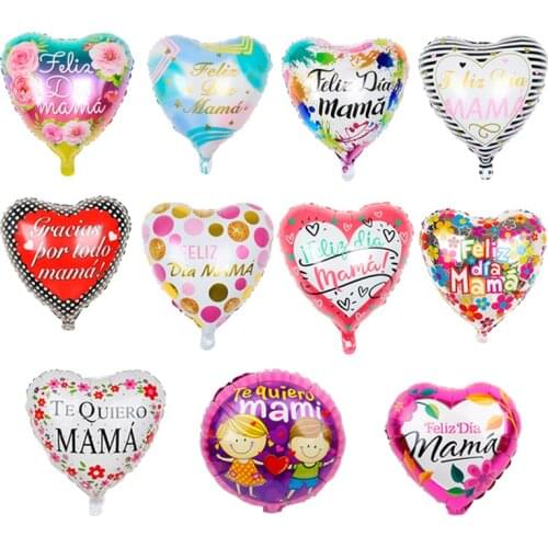 10pcs 18inch Spanish mother day Feliz Dia foil balloons Te Amo mama balls birthday party decorations kids Baby shower air globos