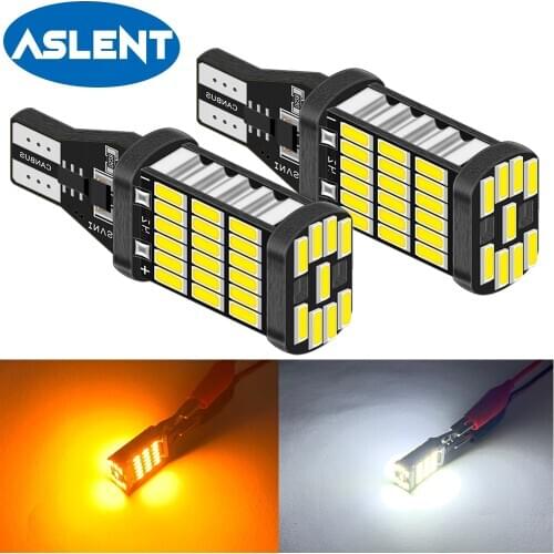 2PCS Superior LED T15 W16W 45 SMD 4014 Car Auto Canbus Reversing Lamps Stop Light Back up Lights Reverse Bulb white amber red