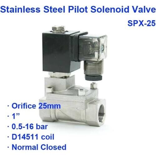 2 Way Low Pressure Pneumatic Stainless steel Pilot Solenoid Valve PX-25 BSP Port G1" 0.5-10bar Orifice 25mm D14511 Coil