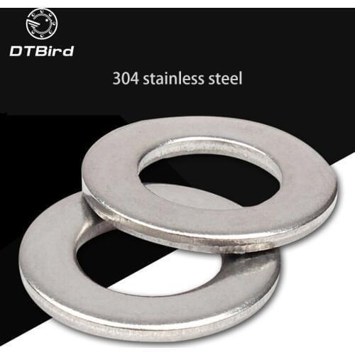 20/50/100pcs M2.5/M3/M3.5/M4/M5/M6/M8/M10 Gasket 304 Stainless Steel Flat Washer Flat Gasket Plain Washer