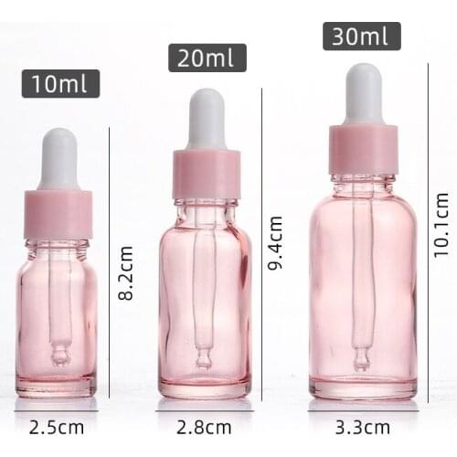 300pcs 5-100ml Pink Empty Glass Dropper bottles With Glass Pipette Sample Glass Bottles for Essential Oils Perfume Botle Jars