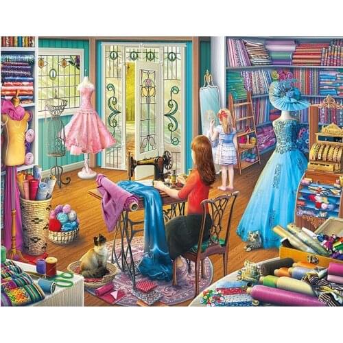 DIY 5D Full Diamond Mosaic Diamond Painting Cross Stitch Kit Diamonds Embroidery Home Decoration Clothing store,sewing machine