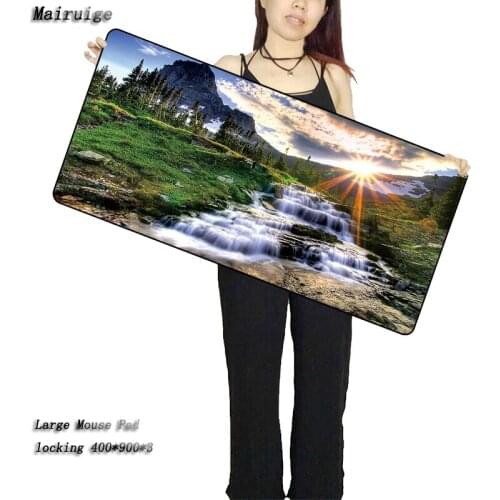 Mairuige Beautiful Natural Scenery Large Game Mouse Pad 900*400 with Edge Locking Speed Version Game Keyboard Pad for Gamer