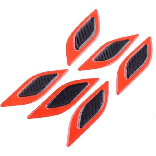 DWCX 6Pcs Red Carbon Fiber Texture Safety Reflective Tape Bumper Warning Mark Car Stickers Accessory