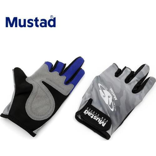 Mustad Fishing Gloves 3 Fingerless Breathable Quick Drying Anti-slip Fishing Gloves Sports Gloves For Cycling Camping Running