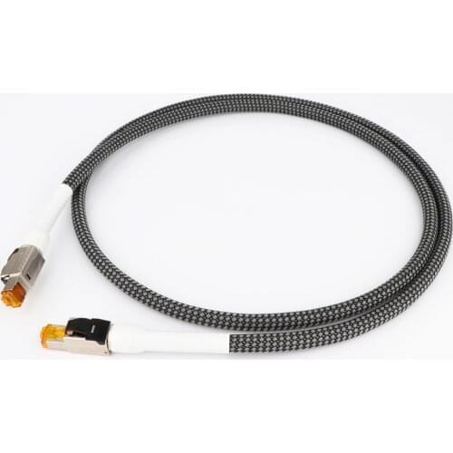 Monosaudio Ethernet Cable Cat 8 Speed Lan Cable RJ45 High Purity Silver Plated OFC Conductor Network Patch Cable