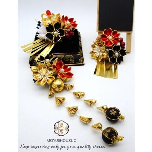 Cotton Kimono Hairpin Tassels Woman Hair Cosplay for Kimono Hanfu Hand-made Hair Accessories Cute Girl Headdress Yukata Headwear