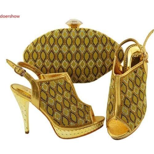 Doershow lady Shoe and Bag Set New Women Shoes and Bag Set In Italy blue Color Italian Shoes with Matching Bags Set ! HWD1-13