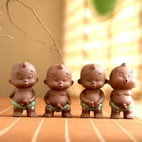 Brother kiln crackle glaze tea play Porcelain little monk tea pet doll home decoration creative ornamnet funny new